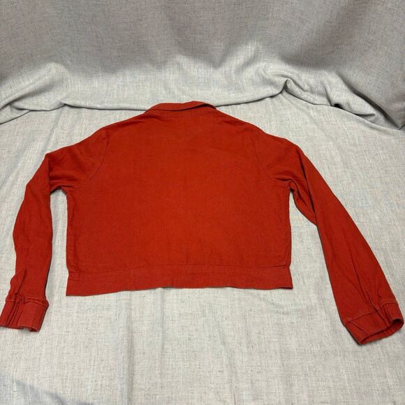 Ci Sono-Linen Collection Button Down Long Sleeve Crop Top Burnt Orange Women's L - Picture 11 of 12